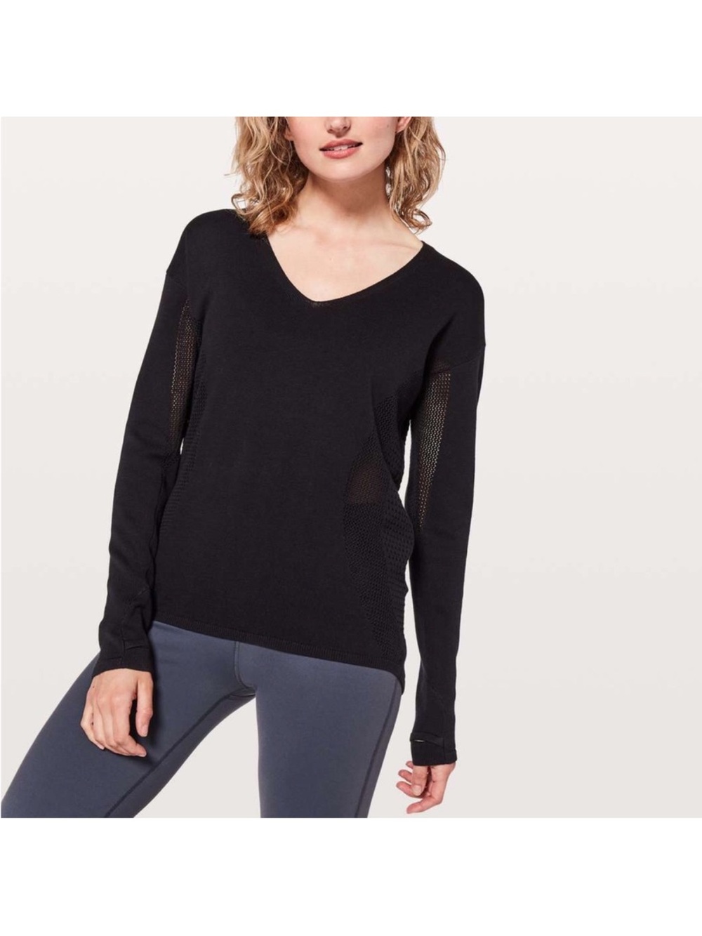lululemon athletica Black V-Neck Long-Sleeve Pullover